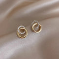 Boucles Lumière Dorée — Double Cerceau & Strass Scintillants