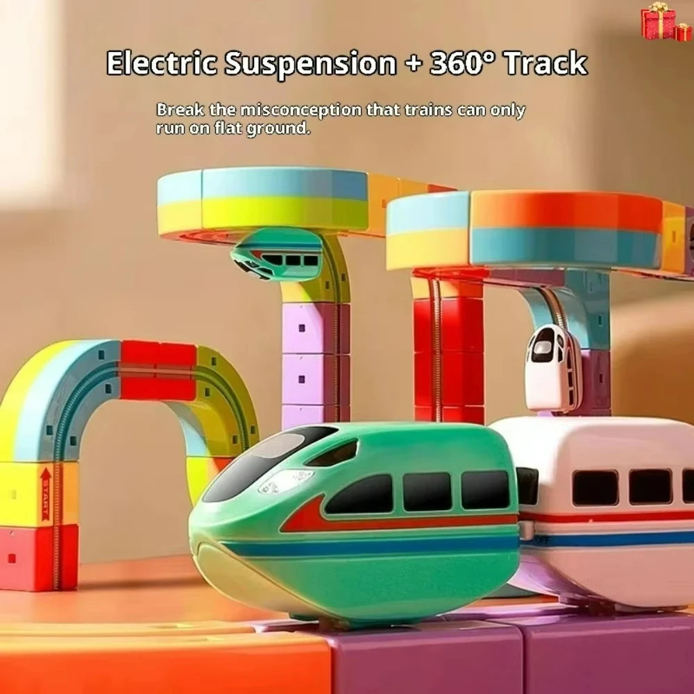 Electric Track Building Set, 100+ PCS DIY STEM Railway Model, Creative Construction Toy Gift for Kids