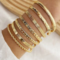 Set 7 Bracelets Dorés – Style Punk Chic & Géométrique